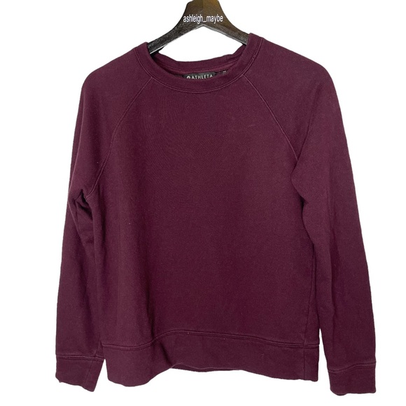 Athleta | Dynamic Crew Pullover Sweatshirt Top Burgundy Size XS - Picture 2 of 9